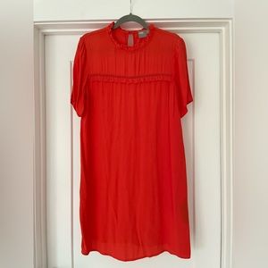 ASOS Ruffle Collar Shift Dress - Red Orange - Size US 6